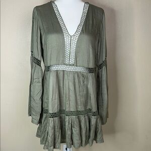 Forever 21 Green Ruffled Bell Sleeve Sundress